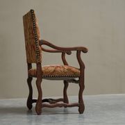 Sheep Bone Armchair in solid wood and 19th-century upholstery