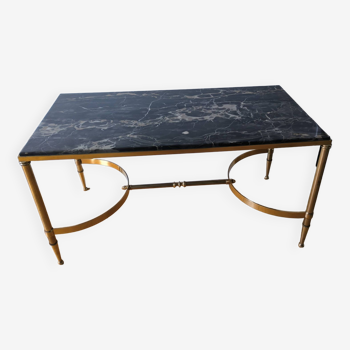 1970s marble and brass coffee table