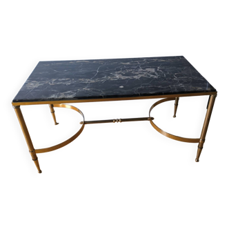 1970s marble and brass coffee table