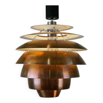 Italian copper metal pendant light from the mid-century 1231 by Stilnovo Milano