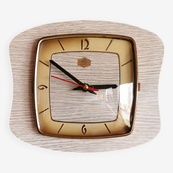 Horloge formica vintage pendule murale silencieuse rectangle "Carrez gris"
