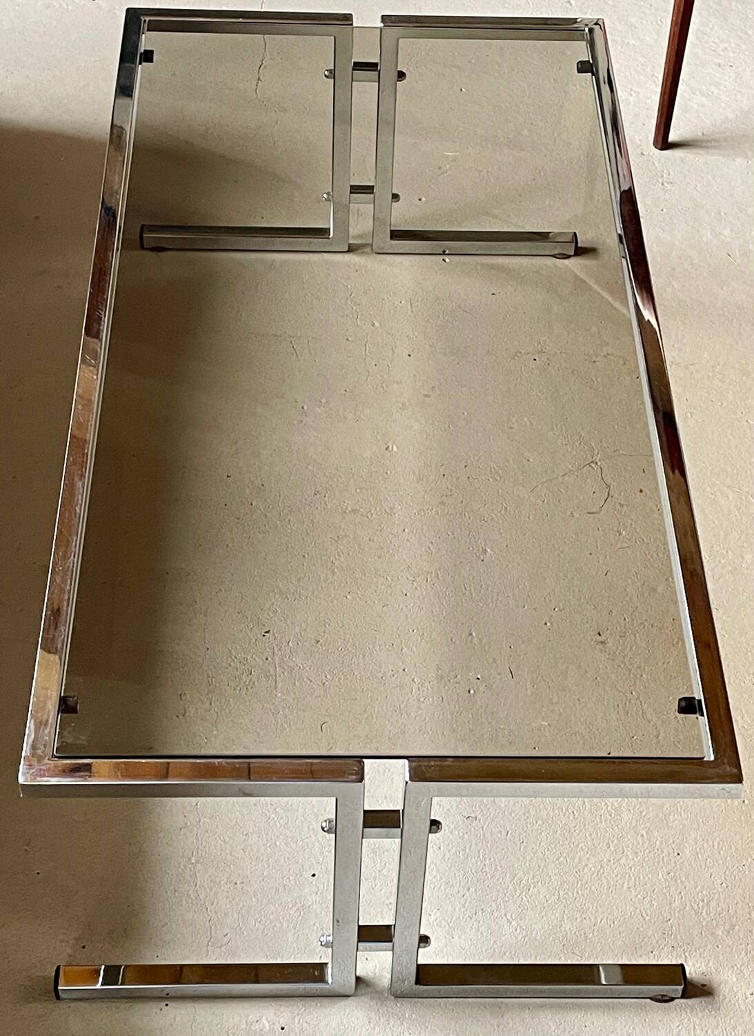 Vintage chrome and glass lounge table 1970