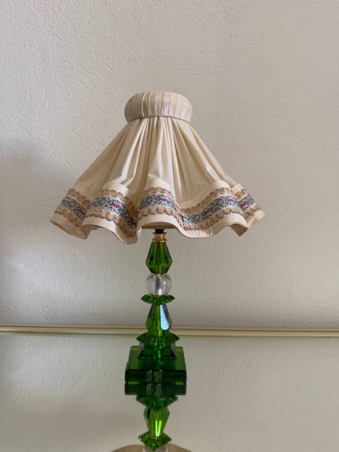 Lampe cristal émeraude Art Déco