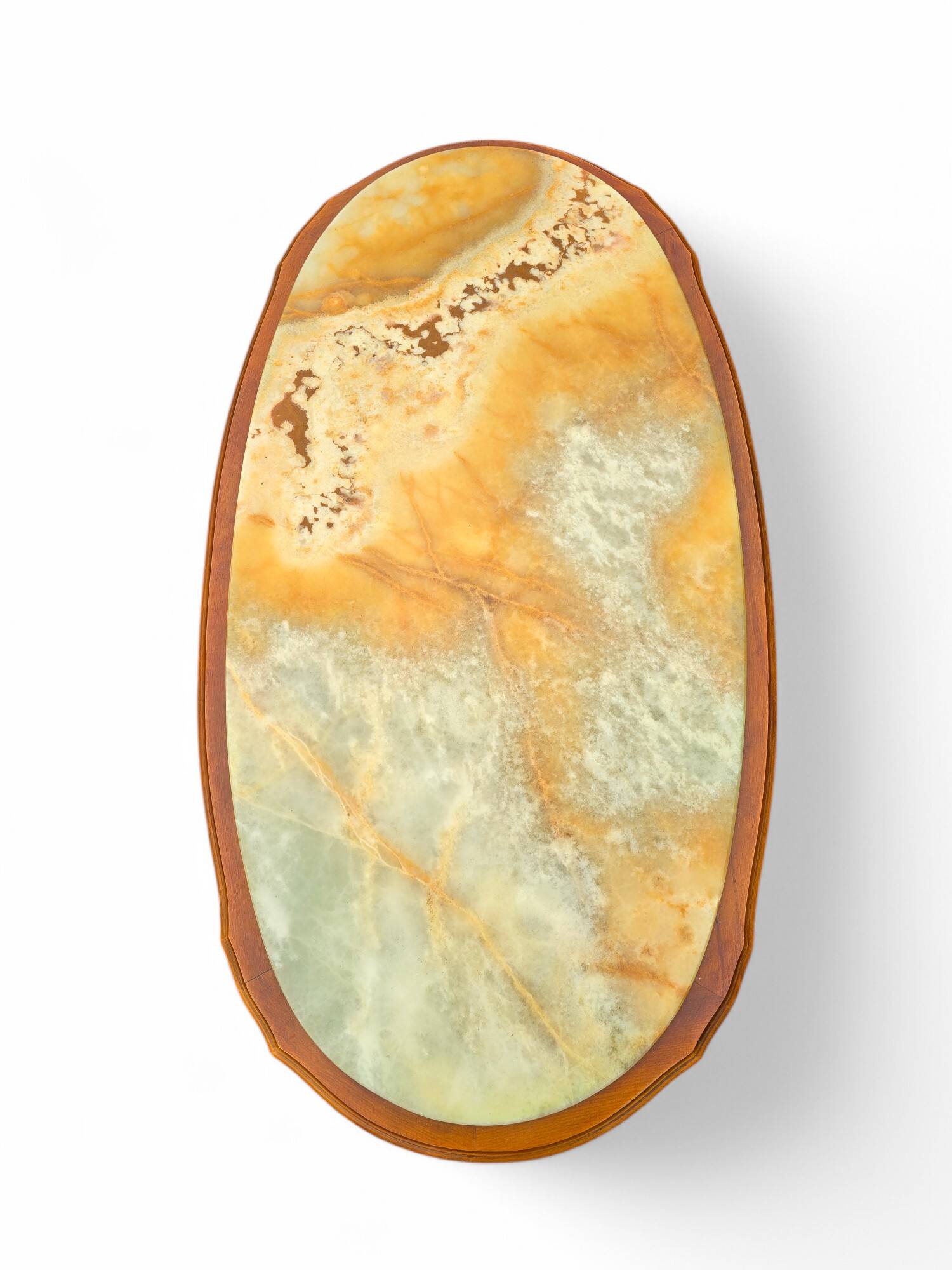 Vintage cherry wood and marble top coffee table