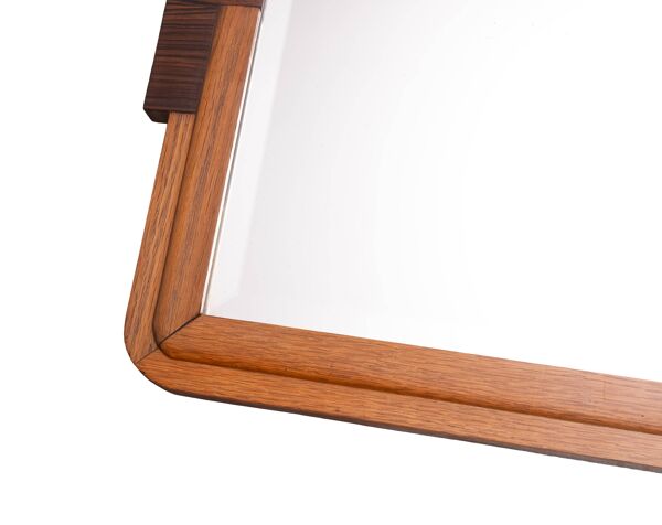 Miroir Art Déco néerlandais, cadre en chêne, École d'Amsterdam, années 1920