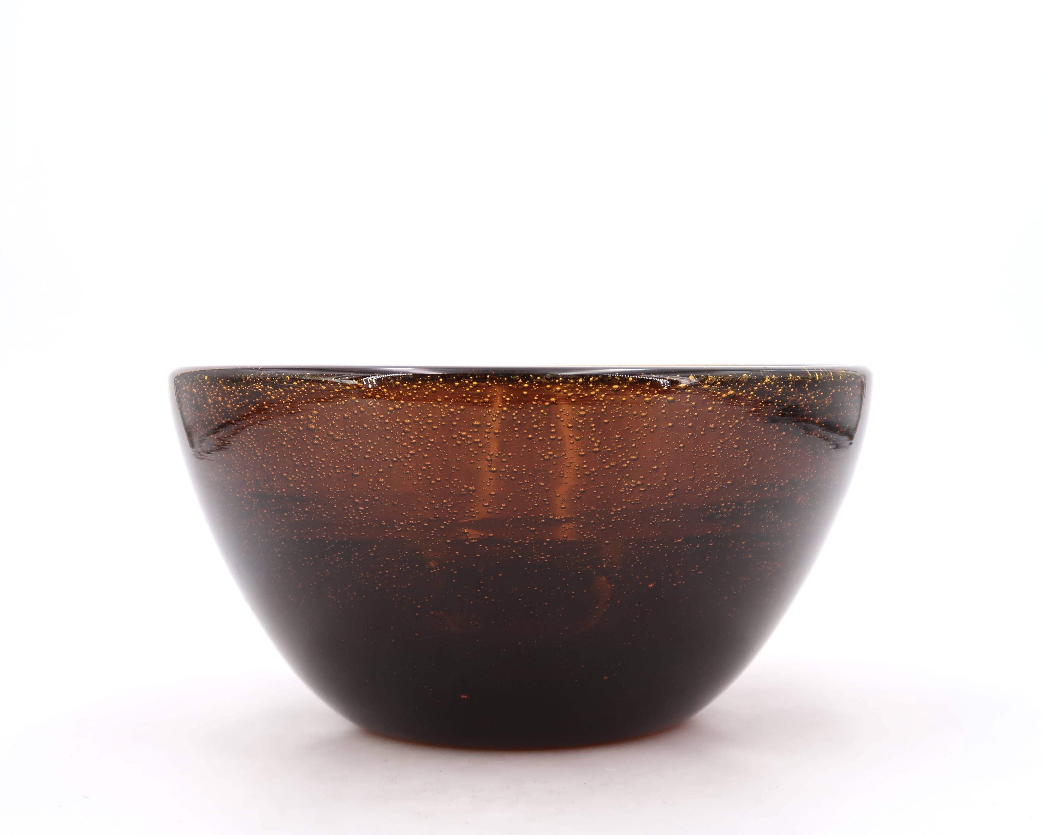 Cup in amber bubbled glass from Biot, 1970s