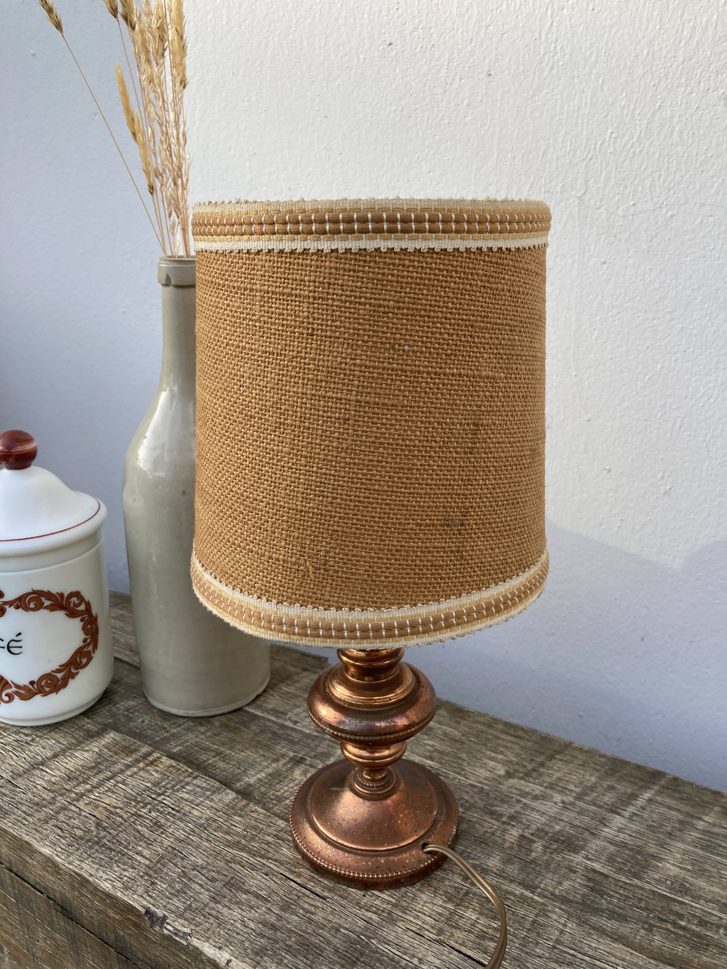 Copper lamp and fabric lampshade from the 70s