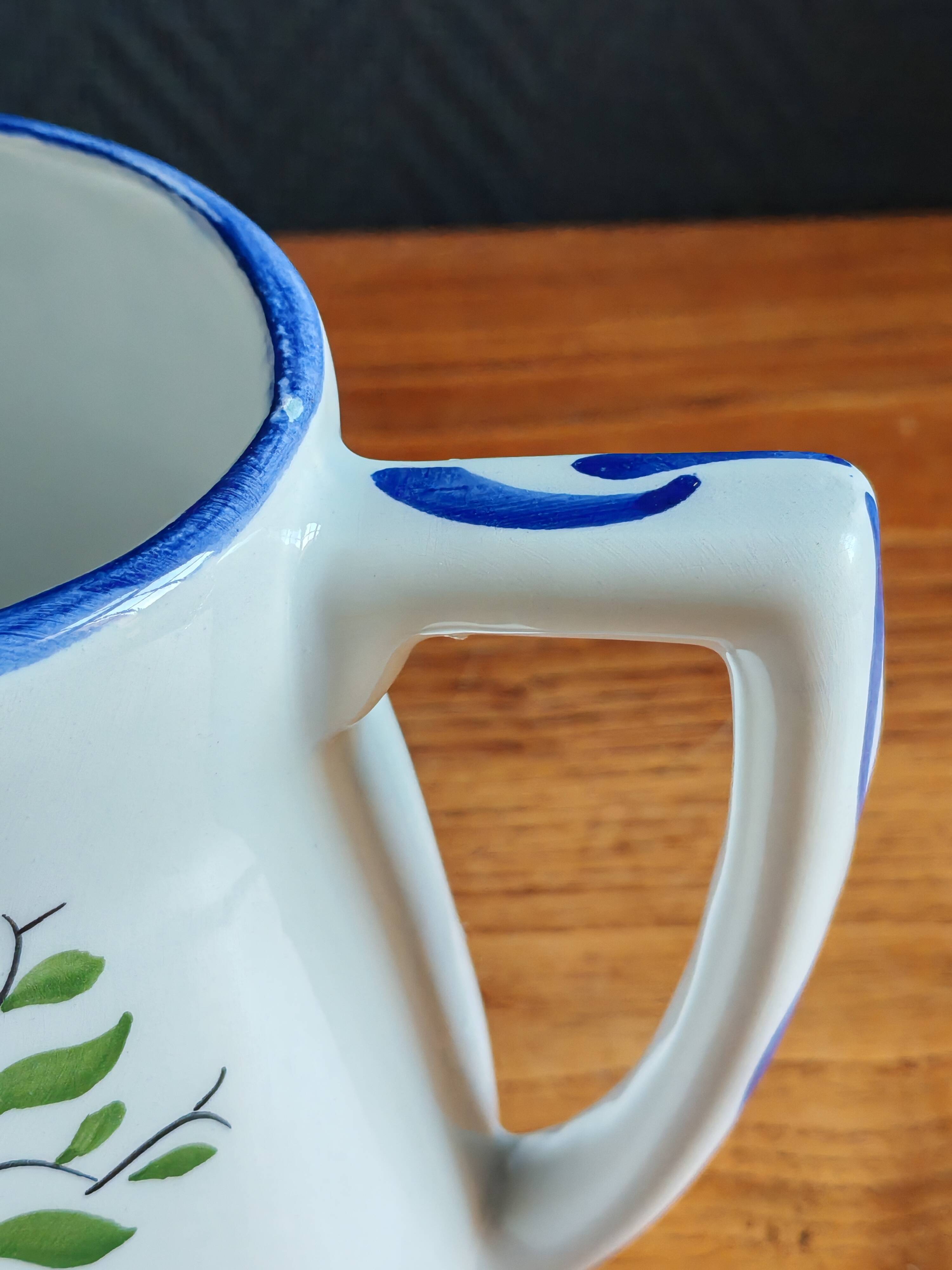 Vintage Ceramic Jug Hand-Painted, Flower Vase