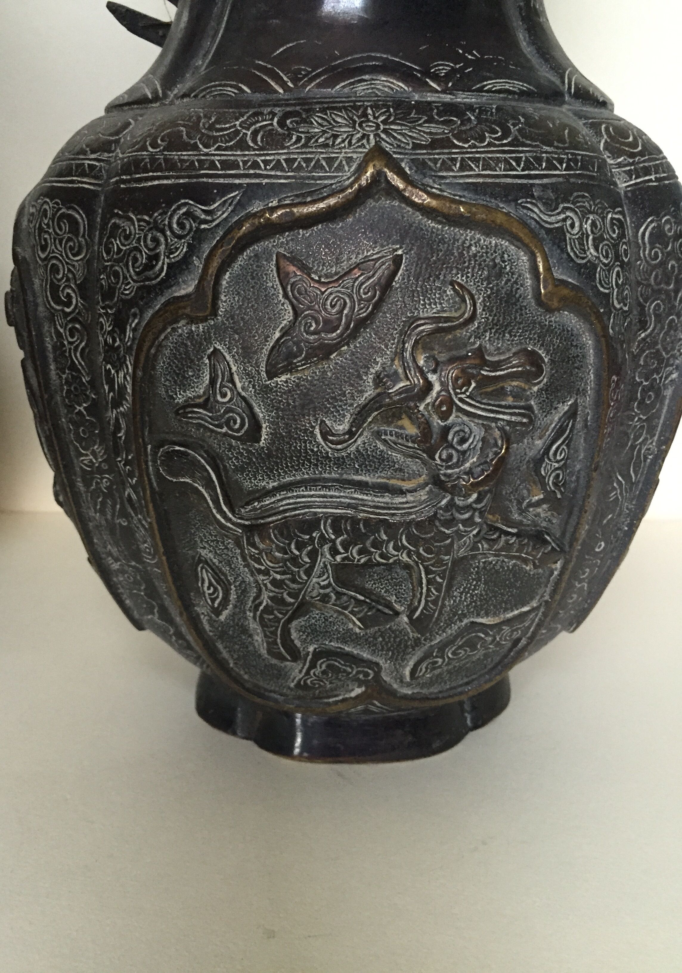 Pair of large bronze vases