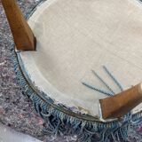 Blue toad armchair and its footrest