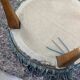Blue toad armchair and its footrest