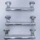 three long aluminum shop handles from the mid-20th century