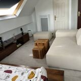 Extendable TV cabinet with walnut finish