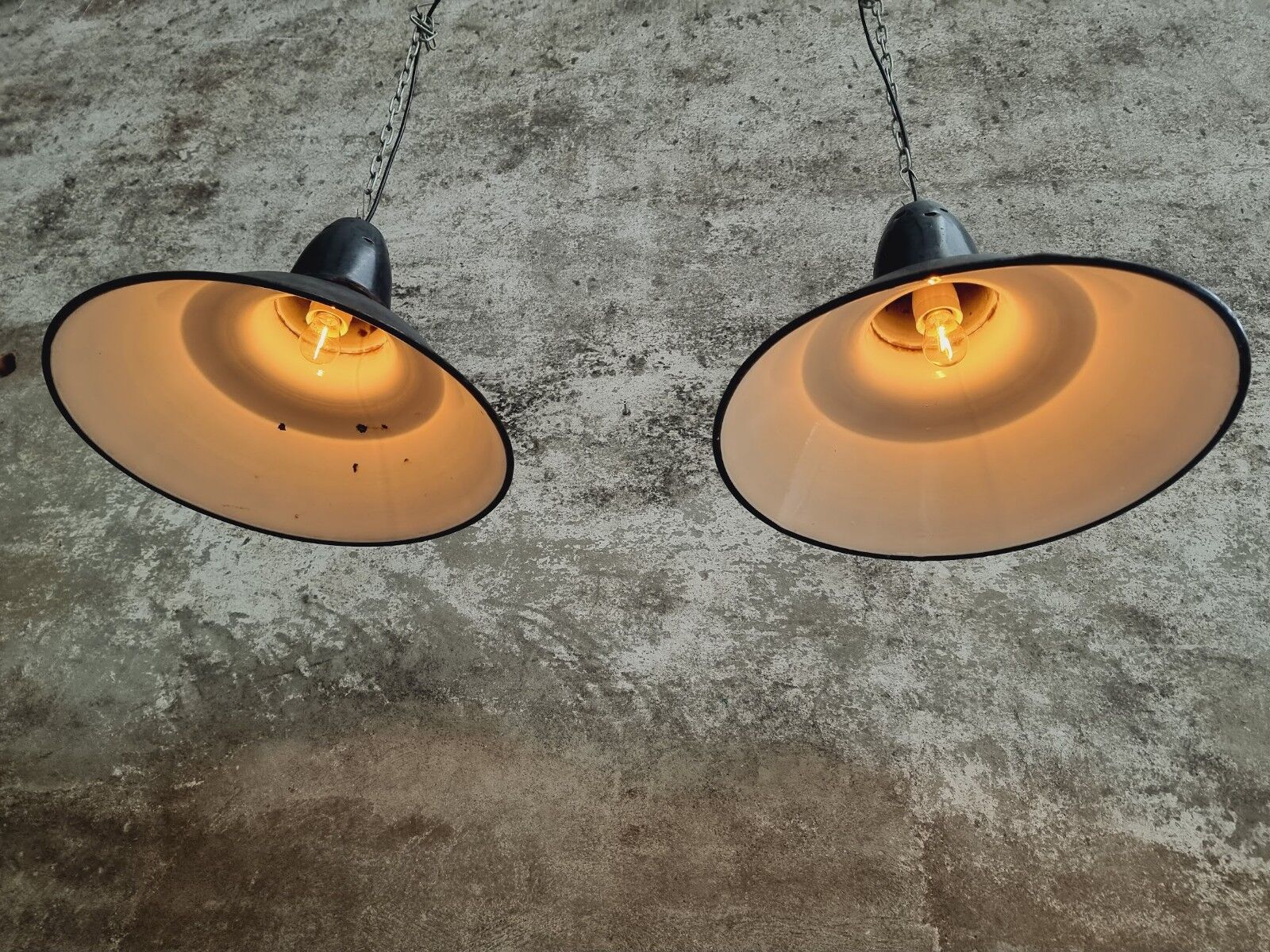 Set old enamel lamps factory lamps blue black