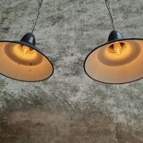 Set old enamel lamps factory lamps blue black