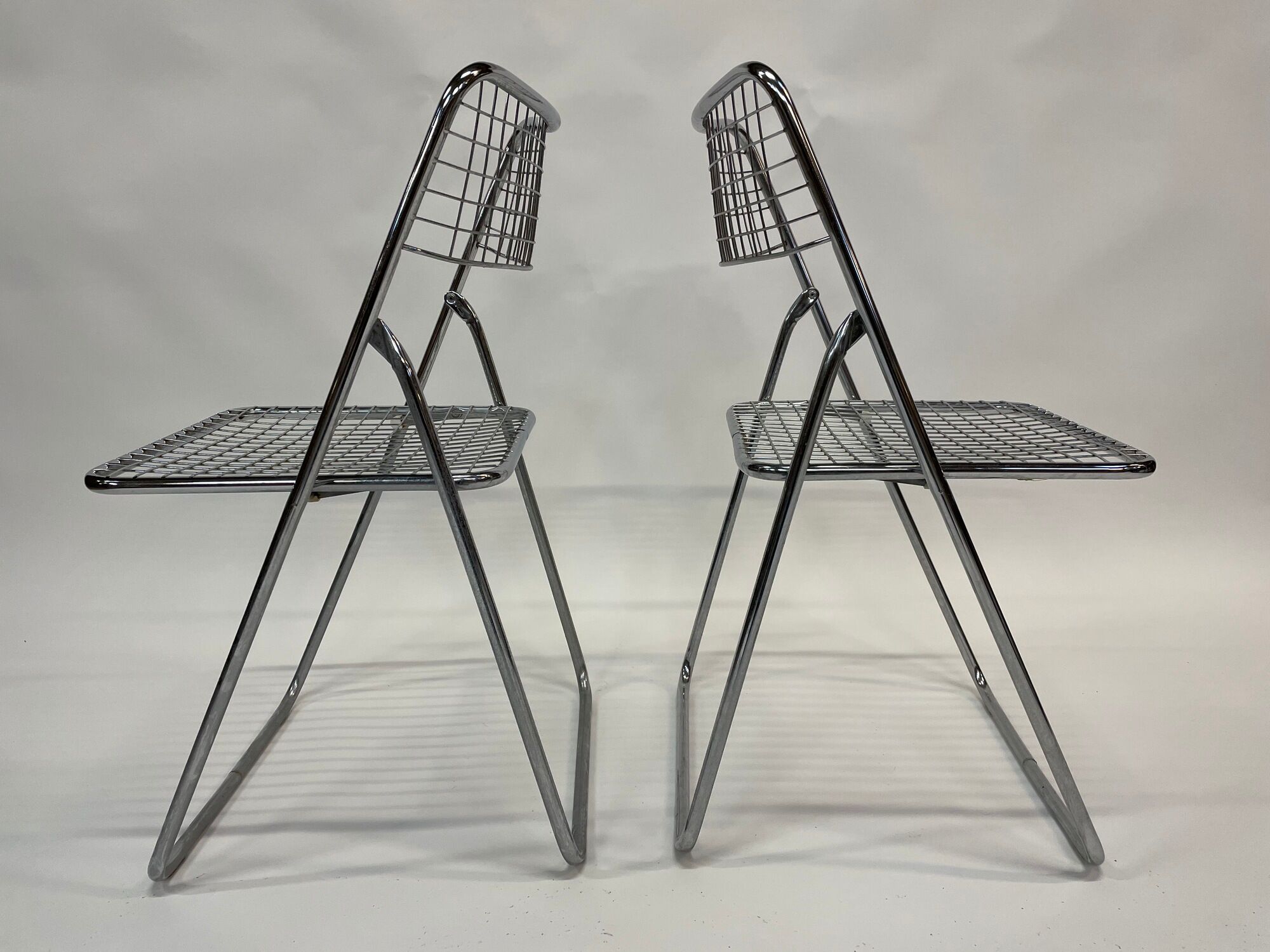 Set of four chrome folding chairs by Niels Gammelgaard for Ikea 1970