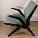 Fauteuil vintage années 60 en bois noir et tissu