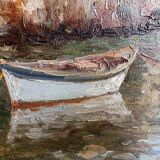 The tide gauge, oil on wood, seascape in Marseille, 20th century