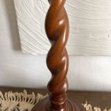 Pair of twisted wooden base lamps