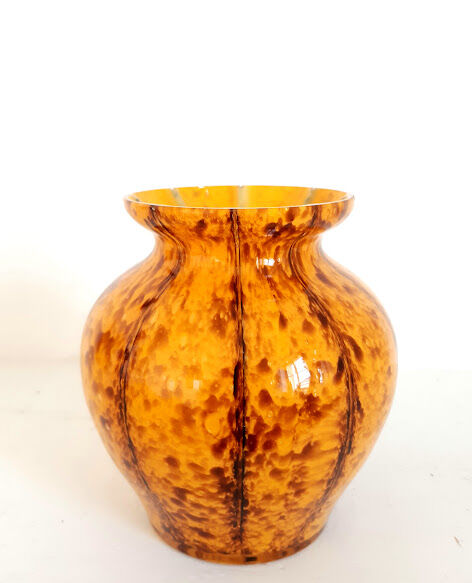 Murano style yellow blown glass vase