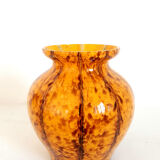 Murano style yellow blown glass vase