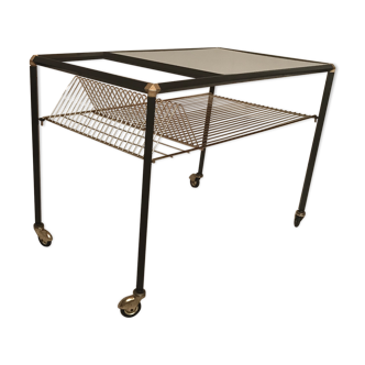 Side table with vinyls holder