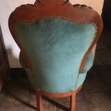 Voltaire armchair in green velvet