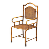 Armchair in metal tube imitation bamboo