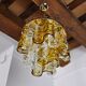 Two-tone chandelier by Zero Quattro, orange and transparent murano glass, Italy, 1970