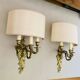 Louis XV gilt bronze wall lights from the 19th century with lampshades