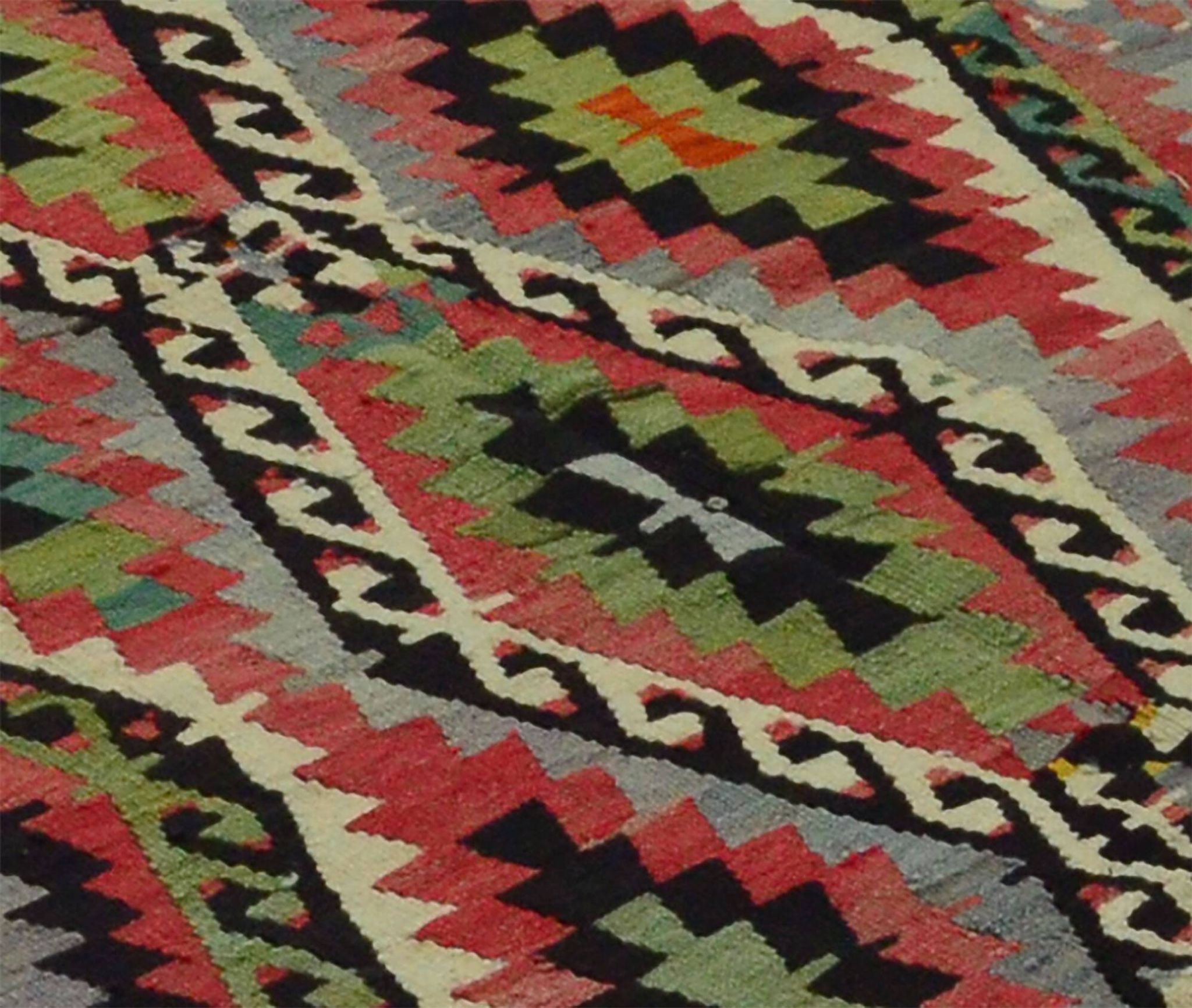 Turkish Kilim Yuruk Vintage 155x293 cm Geometric Red Green Yellow