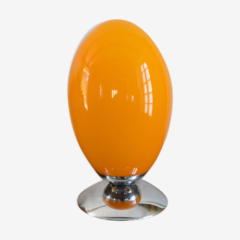 Lamp egg opaline and chrome 60s