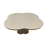 Coffee table in travertine and wood 80s