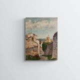 Village, unsigned, 20th century, oil on canvas, 38x29cm, unframed