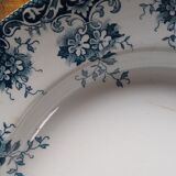 3 hollow plates earth of iron with a floral pattern slate gray