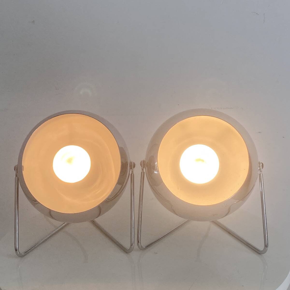 Vintage 1980s chrome Eyeball lamps