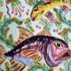 Vintage decorative dish Cerart Monaco fish decor signed ceramic, 37 cm