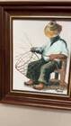 Original Swedish Oil on Canvas “Basket Weaving” Signed & Framed 27 × 33cm