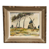 Old painting / oil, mills in the nice region