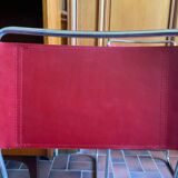 2 tubular chairs in red leather 1970