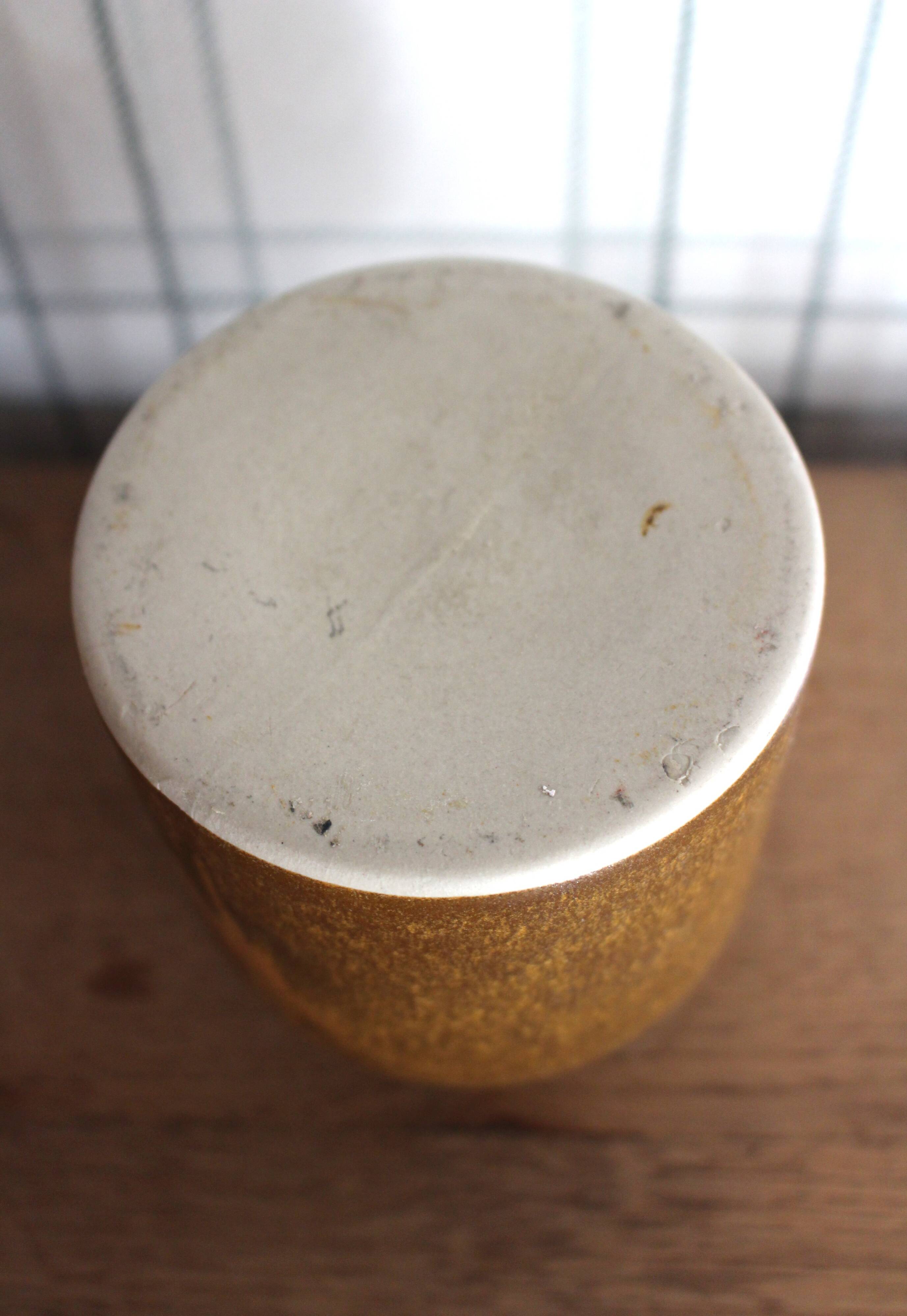 Vintage Brown Marbled Stoneware Vase Pot
