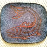 Ceramic dish with fish decoration, Notre Dame du Bec Abbey, 1960s