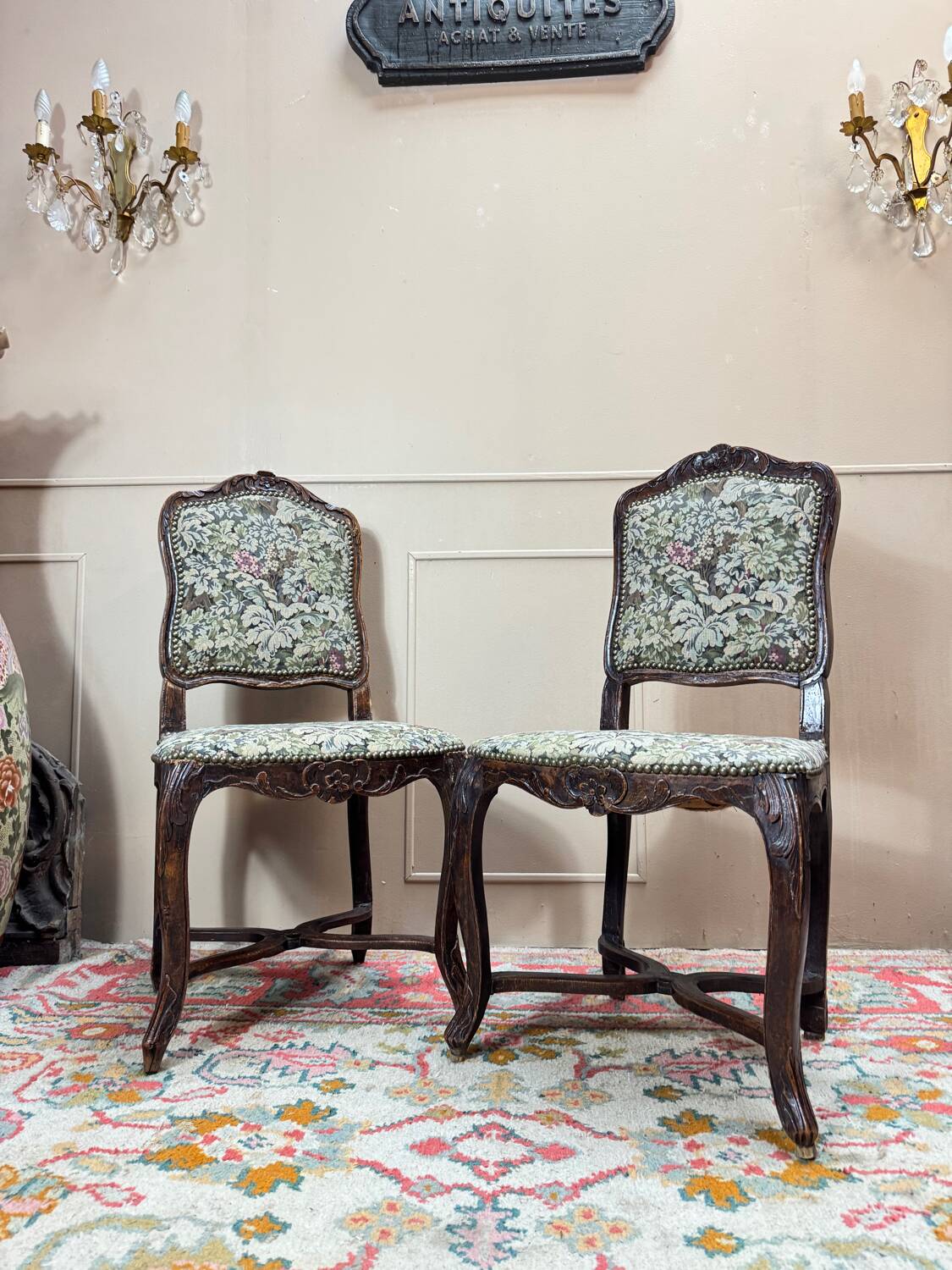Armand henry pair of natural wood chairs stamped from the regency period