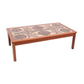 Table basse scandinave en teck et céramique