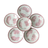 Lot de 6 assiettes creuses Terre de Fer roses fin XIXème