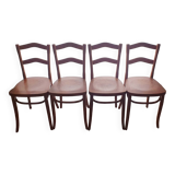 4 bistro chairs in curved wood and art nouveau patterns