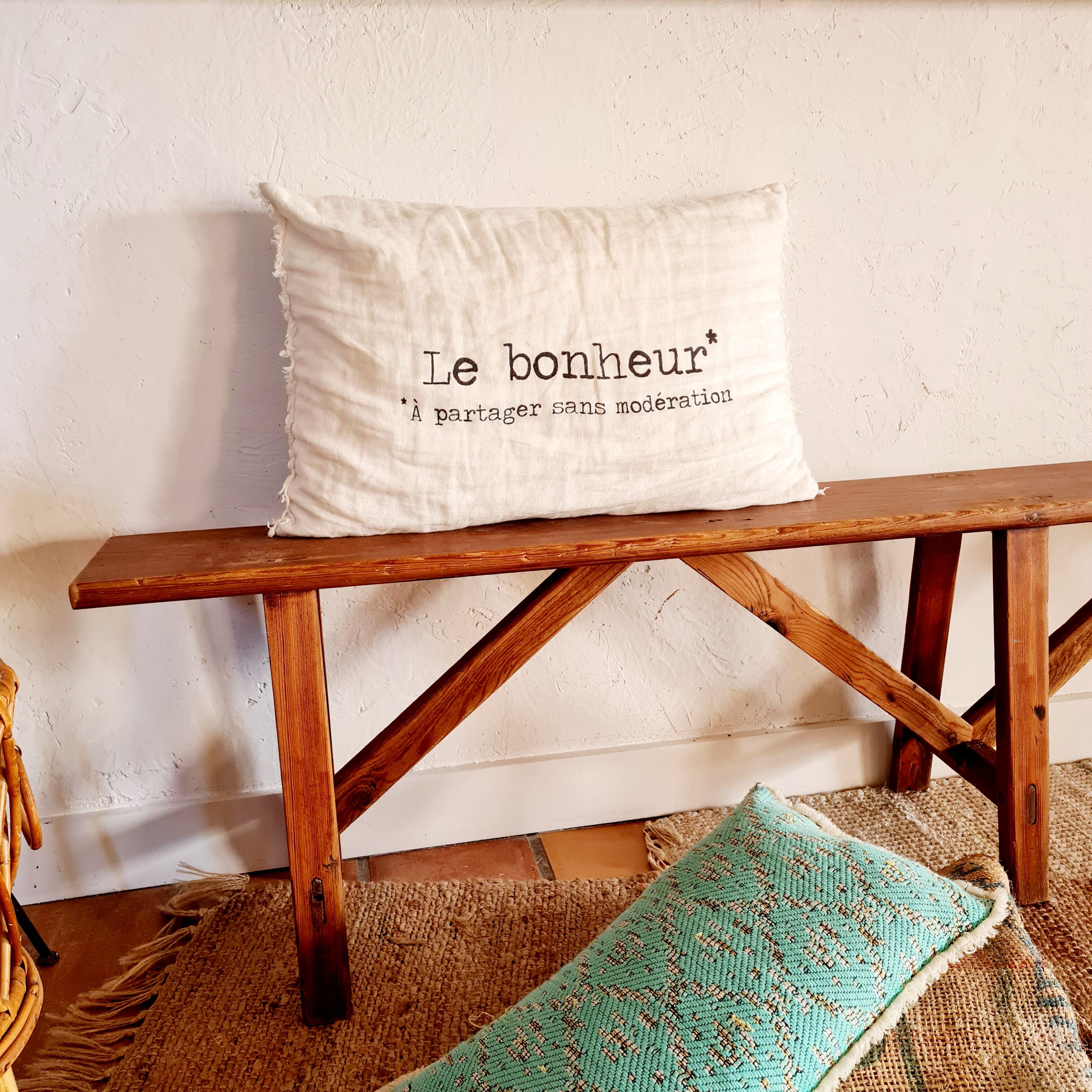 Old wooden farmhouse bench