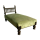 Solid walnut and 20th century green velvet daybed