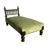 Lit de repos en noyer massif et velours vert XX siècle Liseuse Fauteuils
