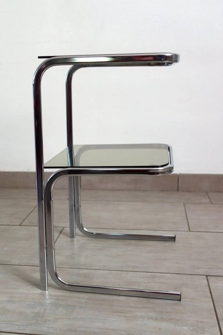 70s chrome and smoked glass side table
